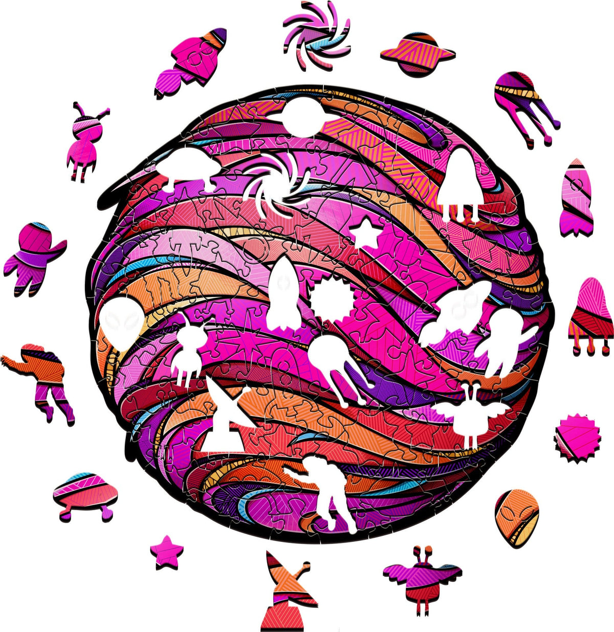Pink Planet — Wooden Jigsaw Puzzle