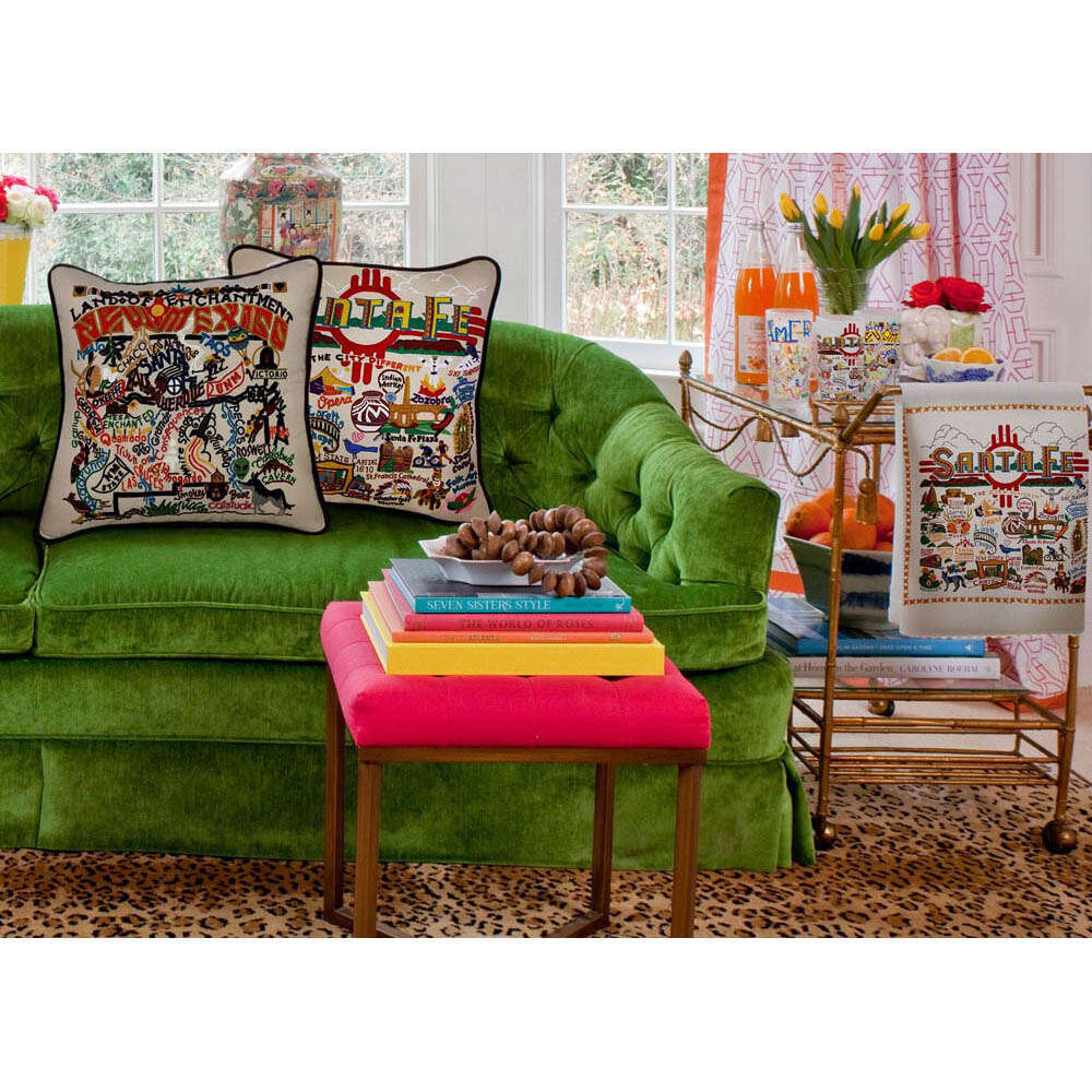 Santa Fe Hand-Embroidered Pillow by CatStudio