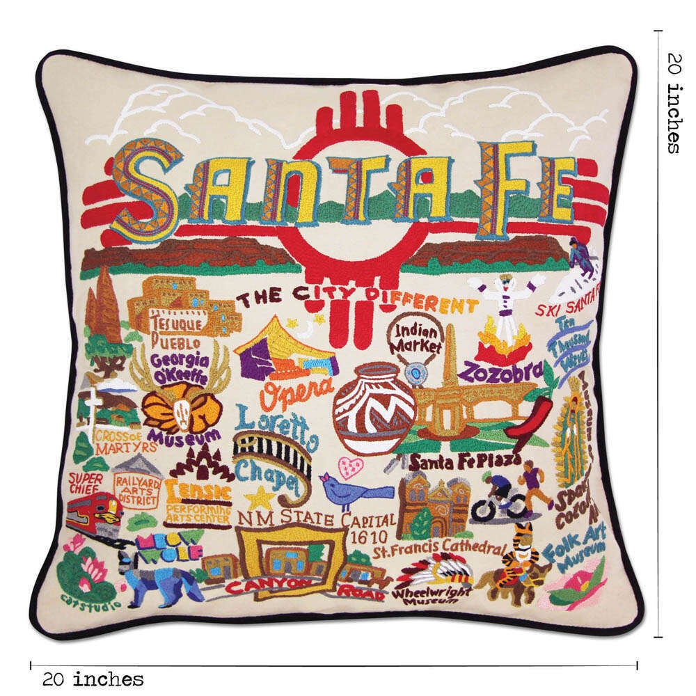 Santa Fe Hand-Embroidered Pillow by CatStudio