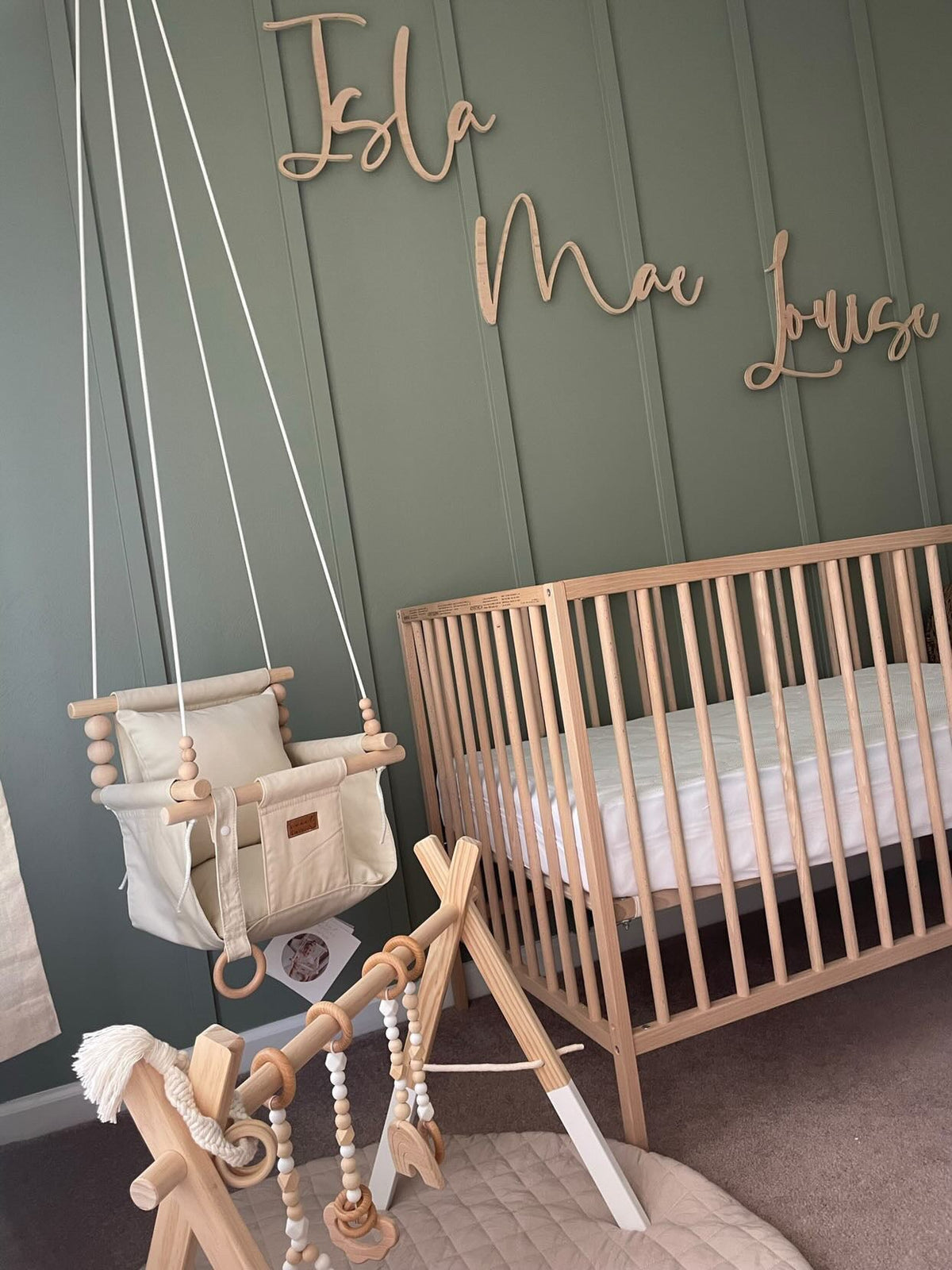 Indoor Cotton High Back Baby & Toddler Swing-Vanilla