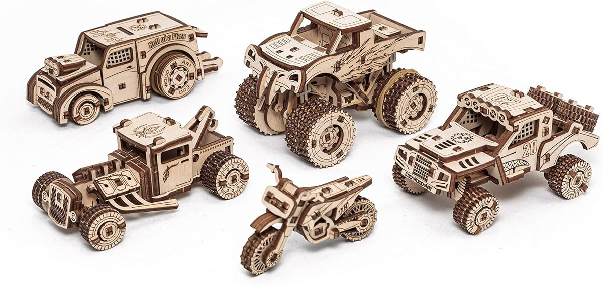 5-Vehicle Model Set — Wooden Vehicle Model Set, 364 Pieces