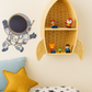 Rattan Rocket Ship Wall Shelf – Space Theme Kids Room & Nursery Décor