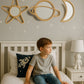 Rattan Moon Wall Mirror – Boho Space & Mystical Kids Room Decor