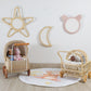 Rattan Star Wall Mirror – Boho & Space Kids Room Decor - Celestial Theme - Universe theme kids room