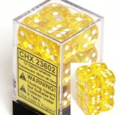ST-Hobby cHX23802 chessex Translucent d6 Yellow & White Dice Block