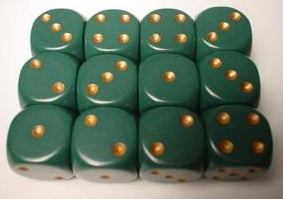 Opaque 12 Dice 16 Mm D6 Dusty green & copper