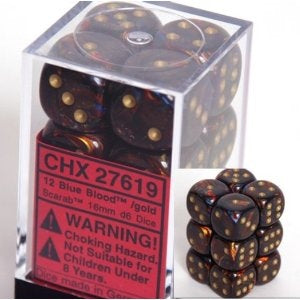 ST-Hobby cHX27619 Scarab 16 Mm D6 Dice Block - Blue Blood & gold