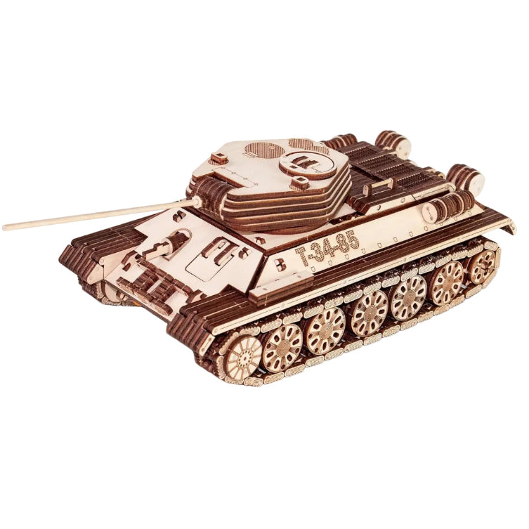 T-34-85 Tank — Mechanical Wooden Model, 965 Pieces