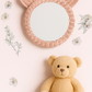 Kids Pink Rattan Teddy Bear Wall Mirror – Baby Girl Nursery & Kids Room Décor Gift
