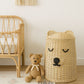Handwoven Rattan Bear Laundry Basket | Cute Toy Storage Hamper