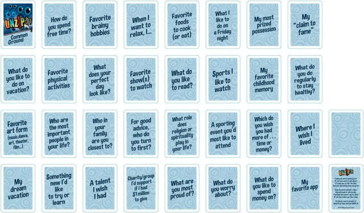 UNZIP-it! with Common Ground Conversation Deck