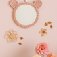 Kids Pink Rattan Teddy Bear Wall Mirror – Baby Girl Nursery & Kids Room Décor Gift