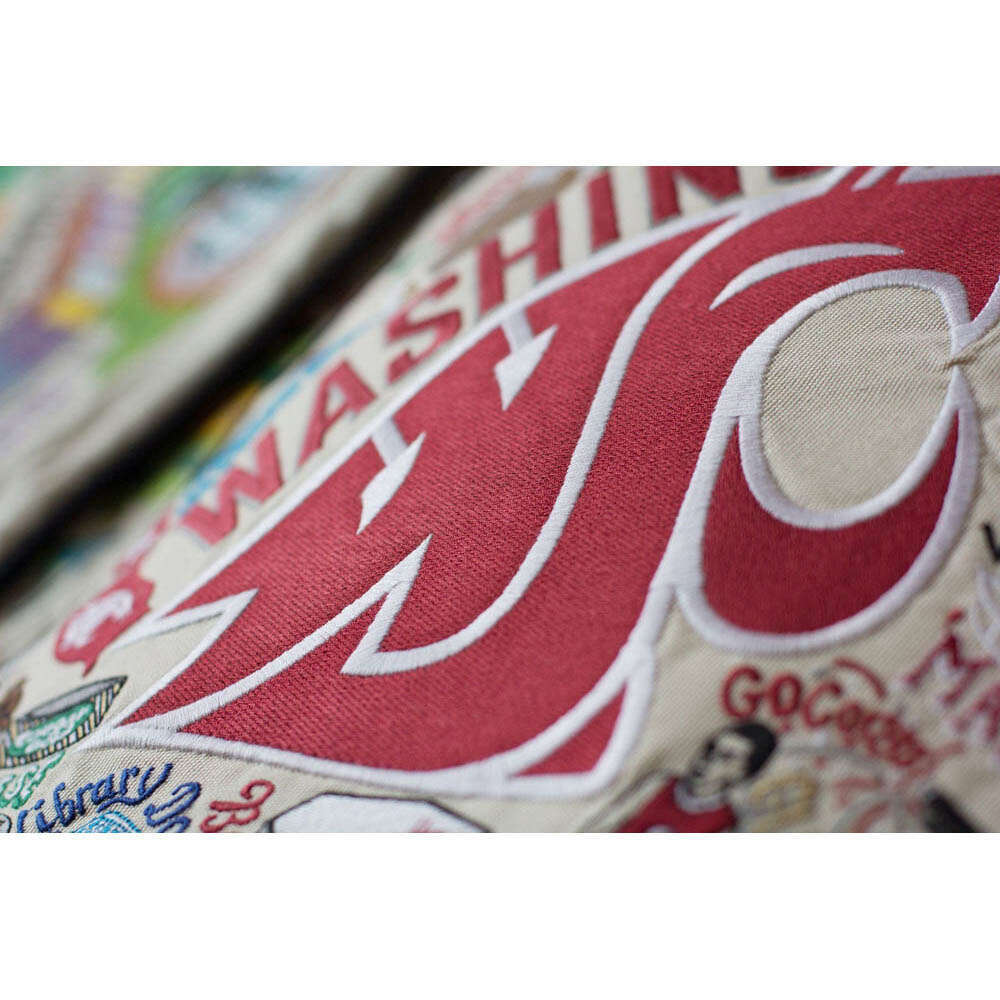 Washington State University Collegiate Embroidered Pillow by CatStudio