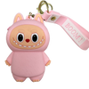 Silicone Labubu Coin Purse Key Chain Pendant (Blush Pink Edition)
