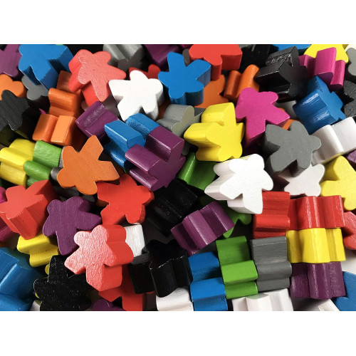 100 Wooden Meeples Family Games Accessories Multi-Color Board Game Tokens Ideal for Sorting, Counting, Classrooms
