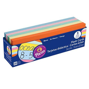 Pacon Blank Flash Cards, Assorted Colors, 3 x 9 Inches, Pack of 250