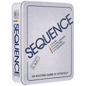 Jax SEQUENCE in a Tin - Original SEQUENCE Game with Folding Board, Cards and Chips Multi Color, 5"