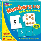 TREND ENTERPRISES: Fun-to-Know Puzzles: Numbers 1-20, Learn Numbers, Counting & Sets, 20 Two-Sided Puzzles, Self-Checking, 40 Puzzles Total, For Ages 3 and Up