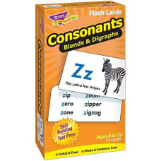 Trend Enterprises: Consonants Blends & Digraphs Skill Drill Flash Cards, Photo Cues, Word & Sentence Examples, Great for Skill Building and Test Prep, 72 Cards Included, Ages 6 and Up