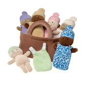 Creative Minds Basket of Babies Plush Dolls, Sensory Multi-Cultural Plush Dress Up Doll Playset, Diversity and Social Emotional Toys, Doll Toys for Infants, Set of 6, Multicolor, All Ages