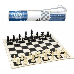 WE Games Roll-up Travel Chess Set in Carry Tube with Shoulder Strap - A Great Beginner Chess Set