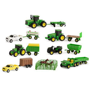 TOMY John Deere Toy Truck & Toy Tractor With Trailers 20-Piece Farm Toy Value Set