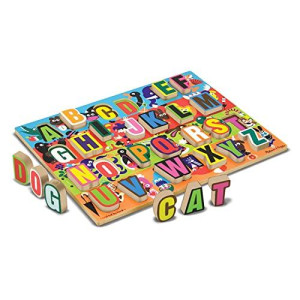 Melissa & Doug Jumbo ABC Wooden Chunky Puzzle (26 pcs) - Large Alphabet Puzzles, Wooden Puzzles For Toddlers And Kids Ages 3+