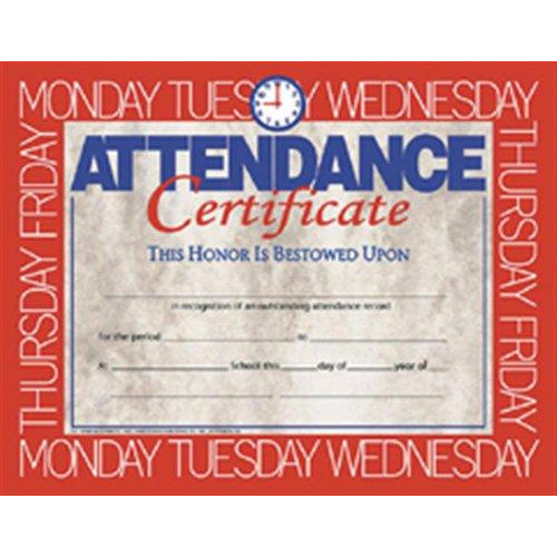 Hayes Attendance Certificate, 8.5" x 11", Pack of 30