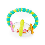 Bright Starts Grab & Spin Baby Rattle & BPA-Free Teether Toy, Ages 3 Months+, Colors May Vary
