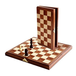 WE Games Folding Magnetic Walnut Wood Chess Set - 10.5 inches