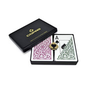 Copag 1546 Design 100% Plastic Playing Cards, Bridge Size Green/Burgundy (Jumbo Index, 1 Set)