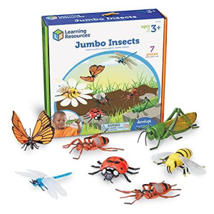 Learning Resources Jumbo Insects I Fly, Ant, Bee, Ladybug, Grasshopper, Butterfly, Dragonfly, 7 Insects,Multi-color,8 L x 5 W in