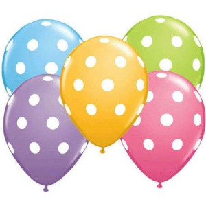 12 Polka Dot Balloons Bright Festive Colors Assorted Colors