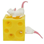 Play Visions Stretchy Mice and Cheese Toy - 2 Squishable Figures And Cheese Block - Stress Busting Fidget Toy