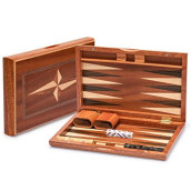 Yellow Mountain Imports Wooden Inlaid Backgammon Game Set, Sentinel - 11 Inches - Wooden Playing Pieces and Accessories