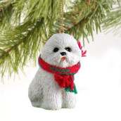1 X Bichon Frise Miniature Dog Ornament