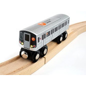 MUNI PALS Munipals New York City Subway Wooden Railway (B Division) F Train/6 Avenue Local-Child Safe and Tested Wood Toy Train