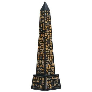 SUMMIT COLLECTION Black Egyptian Obelisk with Gold Hieroglyphs Collectible Figurine