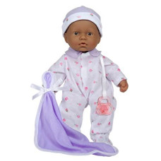 La Baby Boutique Hispanic 11 inch Small Soft Body Baby Doll dressed in Purple for Children 12 Months and older