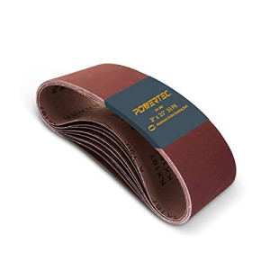 POWERTEC 110950 3 x 21 Inch Sanding Belts | 180 Grit Aluminum Oxide Sanding Belt | Premium Sandpaper for Portable Belt Sander - 10 Pack
