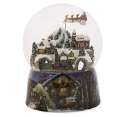 Roman 37753 Glitterdomes Snow Globe 150mm Musical with Santa in Sleigh, 8 Inch