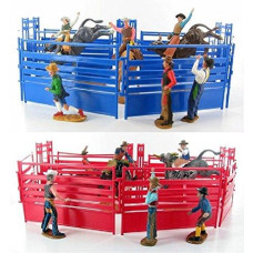 Newray Western Riders Bull Ring Rodeo Action Figure Playset (Either Blue or Red)