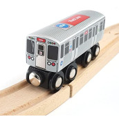 Munipals Chicago Transit Authority Wooden Railway Red Line-Child Safe and Tested Wood Toy Train