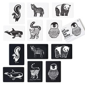 Wee Gallery Black and White Art Flash Cards for Babies, High Contrast Educational Animal Picture Cards, Baby Visual Stimulation, Brain and Memory Development in Infants and Toddlers - B&W Animals