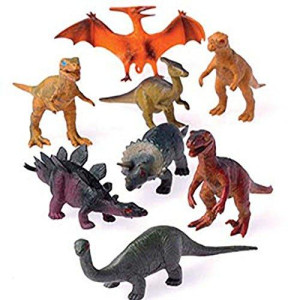 12 - Assorted Medium Sized Plastic Toy Dinosaurs Play set figures.