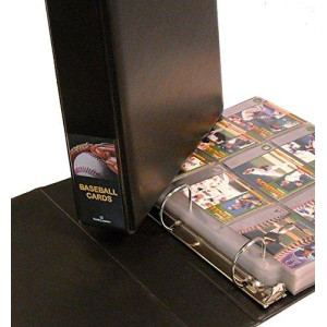 Hobbymaster Baseball Card Collector Album with 25 Pages, Black Ball-in-Glove Design