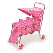 Badger Basket Triple Doll Stroller - Pink Polka Dots (fits American Girl Dolls)