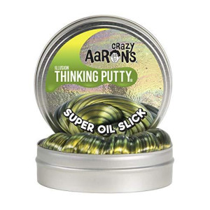 Crazy Aaron's Thinking Putty - Super Illusions: Super Oil Slick - Fidget Toy For All Ages - Stretch, Change, Play & Create - Shifting Gold Color That Never Dries Out - 4" Large Storage Tin - 3.2 oz.