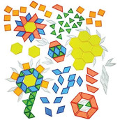 Constructive Playthings - EDX-147 Toys Translucent Pattern Blocks, Set of 147 Pieces, Various Shapes and Colors