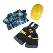 Construction Worker with Hard Hat Teddy Bear Clothes Fits Most 14"-18" Build-a-bear and Make Your Own Stuffed Animals
